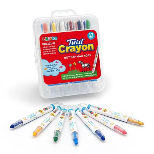 Bút sáp màu xoay Twist Crayon 12màu - hộp nhựa PP  