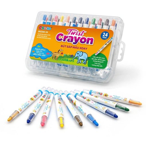 Bút sáp màu xoay Twist Crayon 24 màu - hộp nhựa PP 